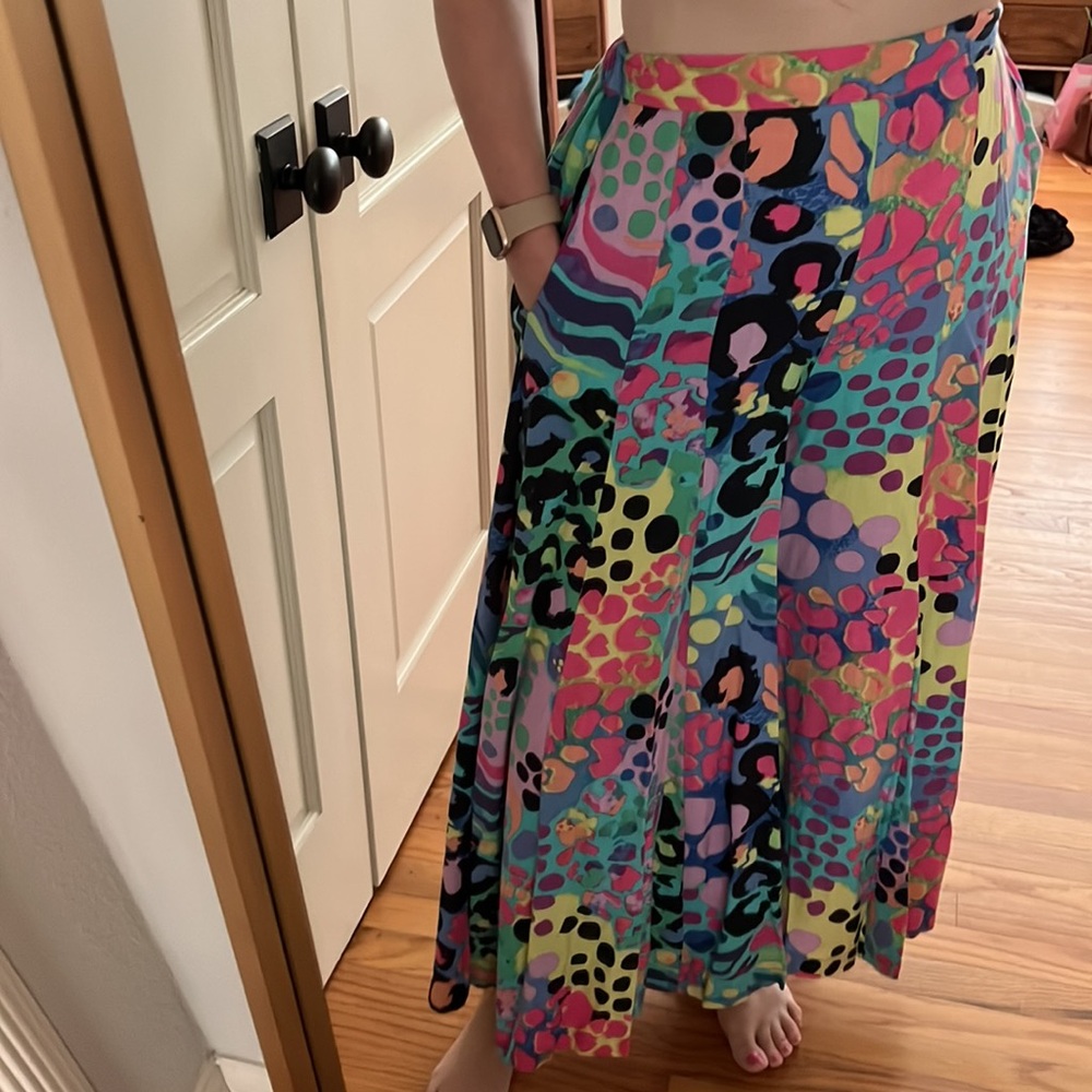 Animal print pants colorful palazzo style medium elastic waist